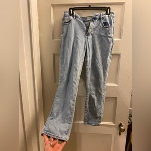 Light wash high water jeans, straight fit